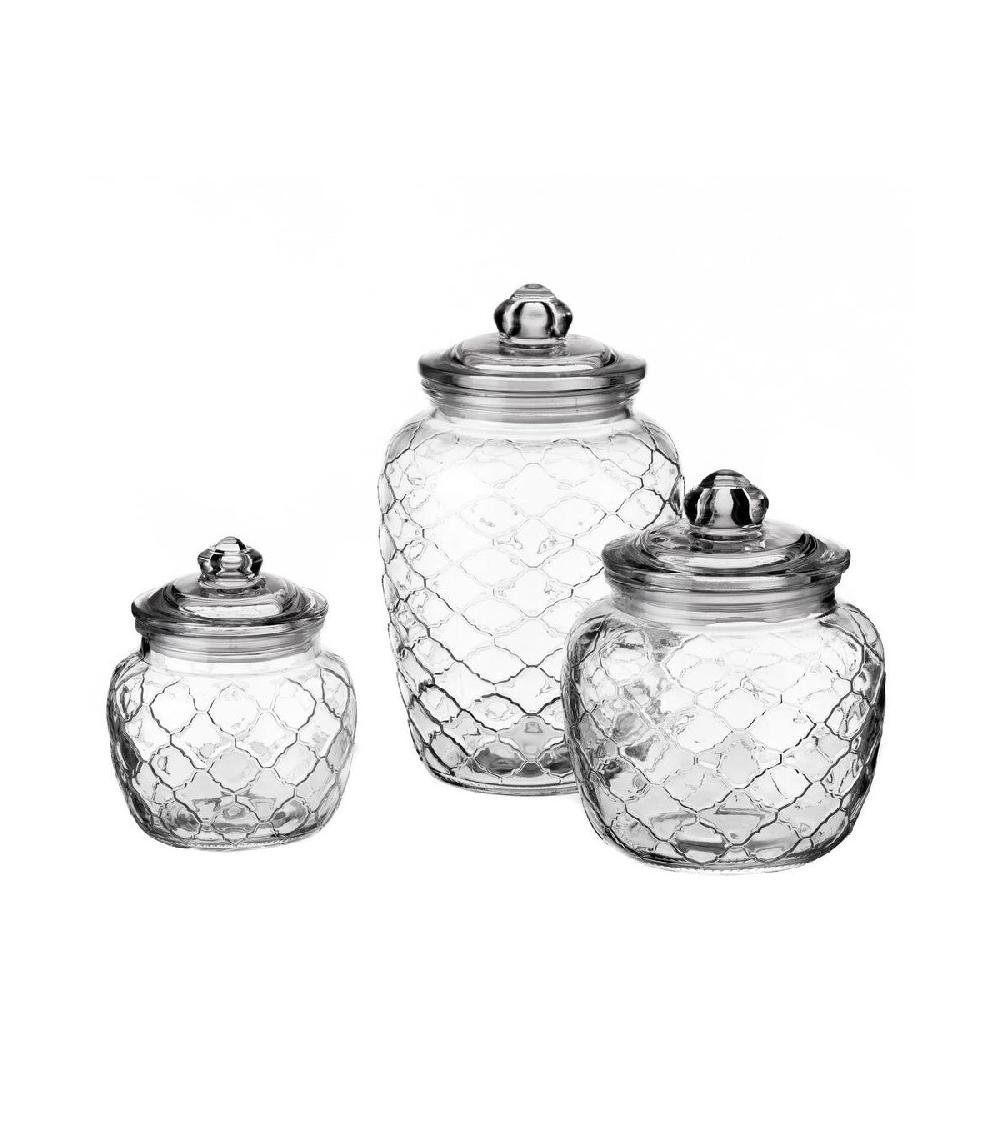 wadiga Set de 3 Bocaux Cuisine Bonbonnières avec Motifs