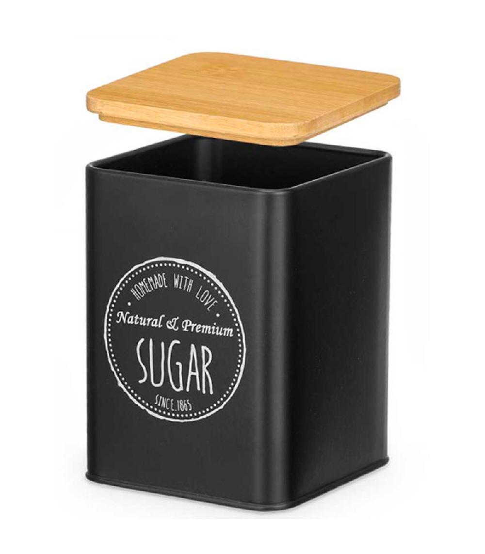 Wadiga Set De 3 Boîtes En Métal Noir Café Sucre Thé 10x10x13.5cm