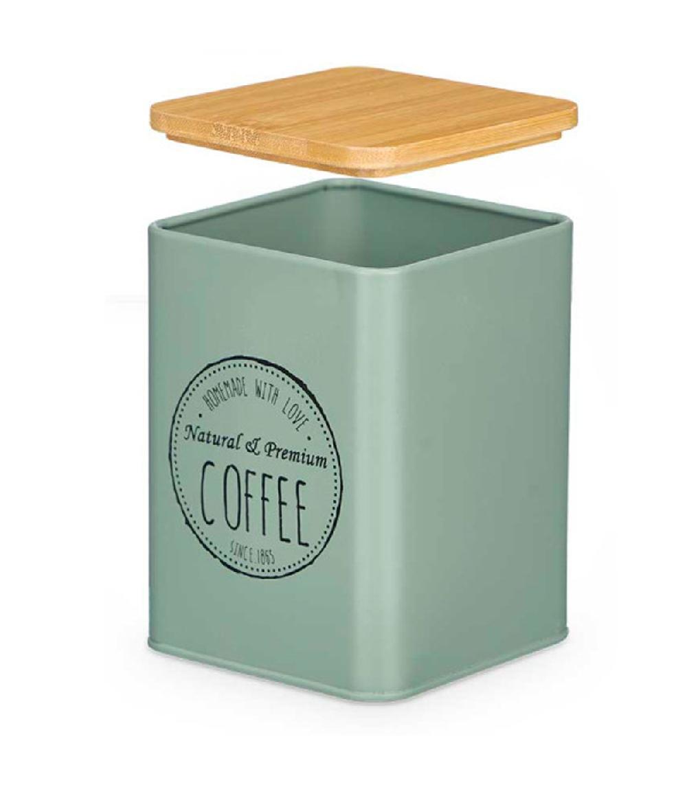 Wadiga Set De 3 Boîtes En Métal Vert Café Sucre Thé 10x10x13.5cm