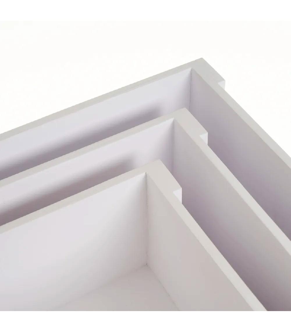 Wadiga Set De 3 Caisses De Rangement En Bois Blanc Et étoiles Grises