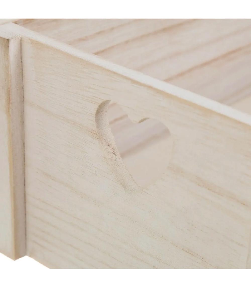 Wadiga Set De 3 Caisses De Rangement En Bois Blanchi Coeurs