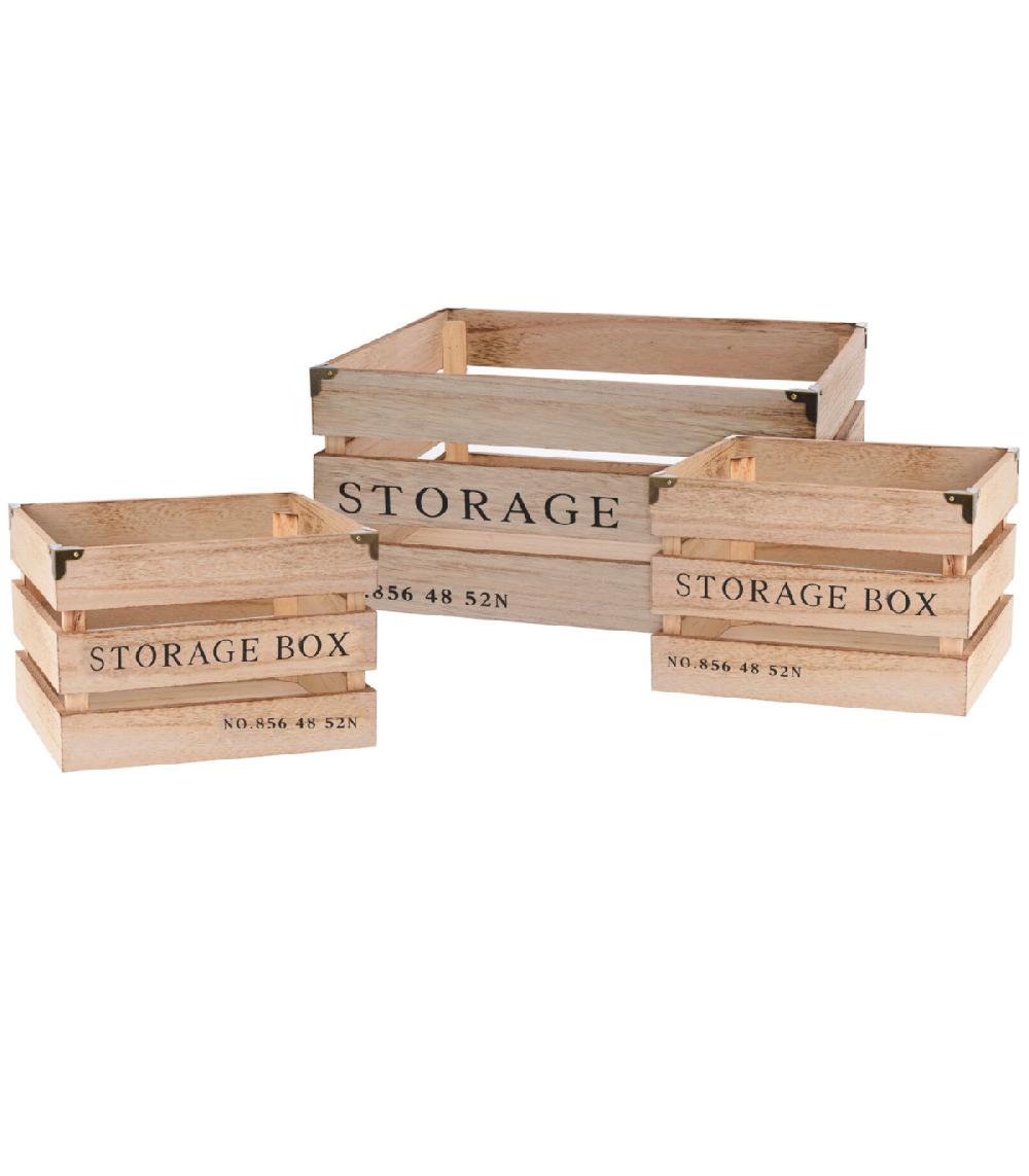 wadiga Set de 3 Caisses en Bois Style Caisses à Fruits