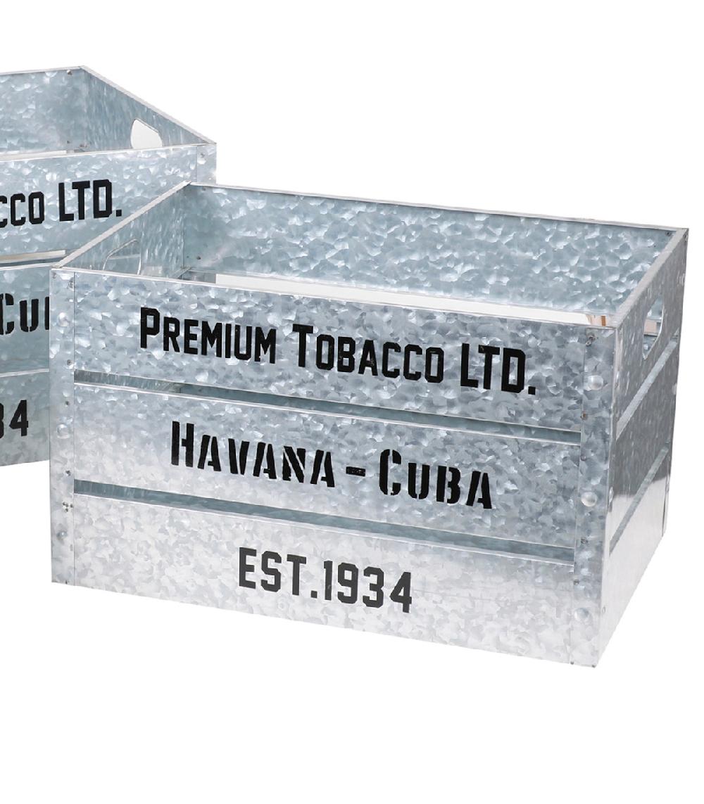 Wadiga Set De 3 Caisses En Métal Effet Zinc Vintage 51x35x28cm