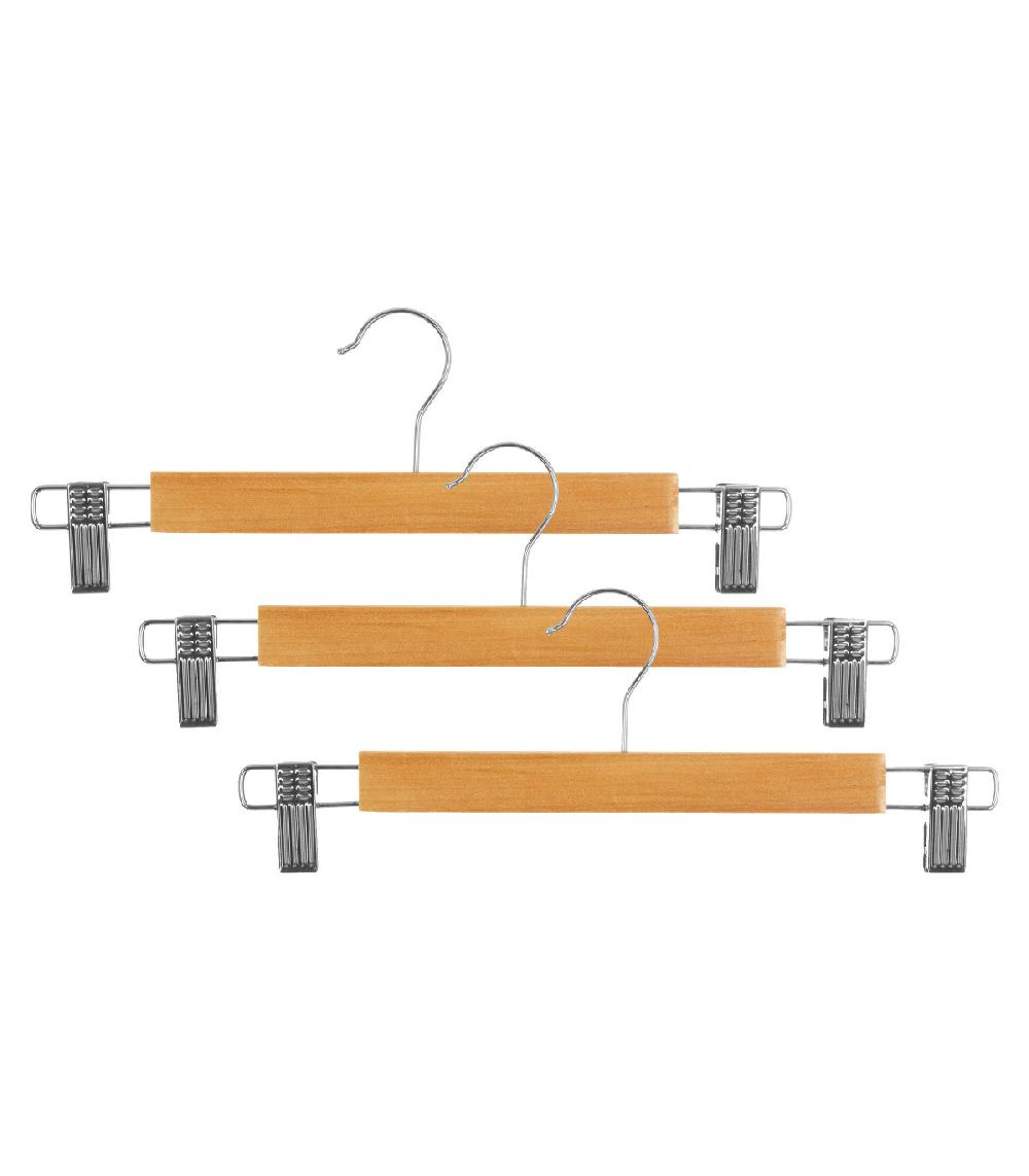 wadiga Set de 3 cintres à pinces classique bois et métal