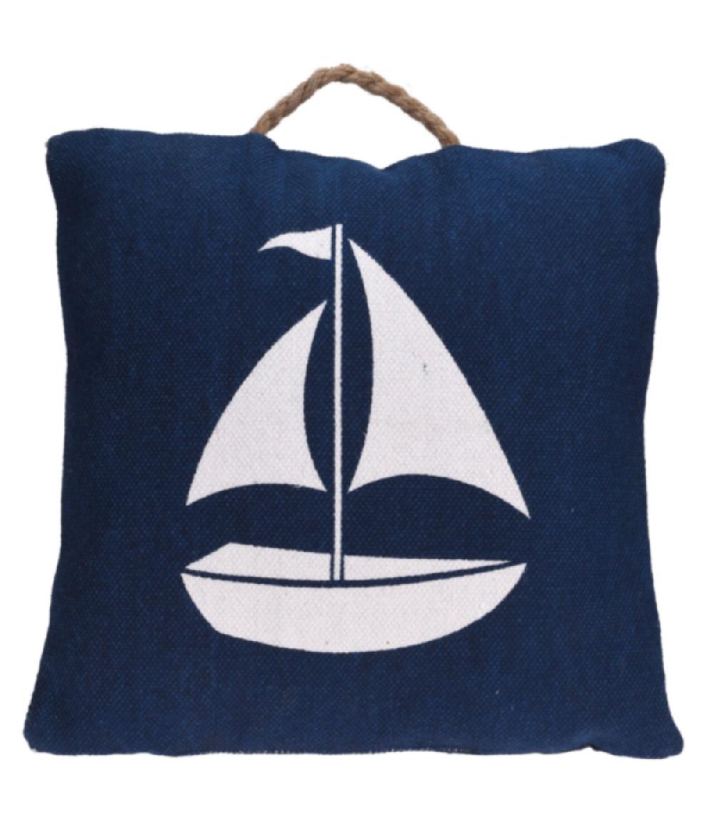 Wadiga Set De 3 Coussins En Coton Bleu Blanc Et Beige - 45x45cm