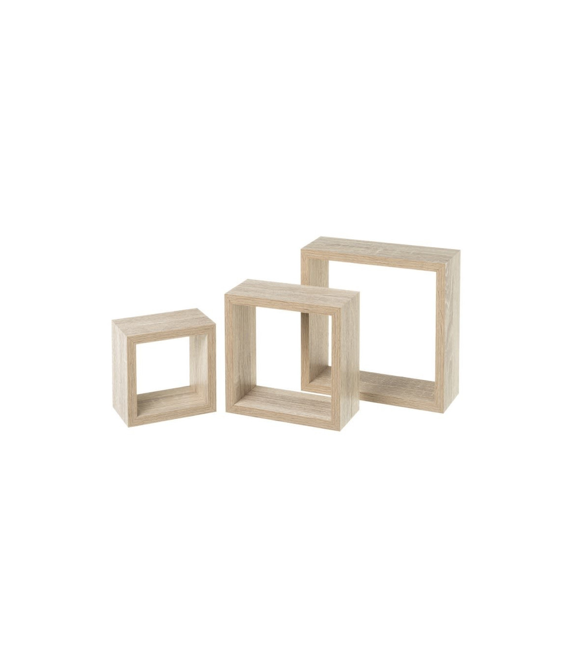 wadiga Set de 3 Étagères Murales Carrées en Bois - 25X25X9cm