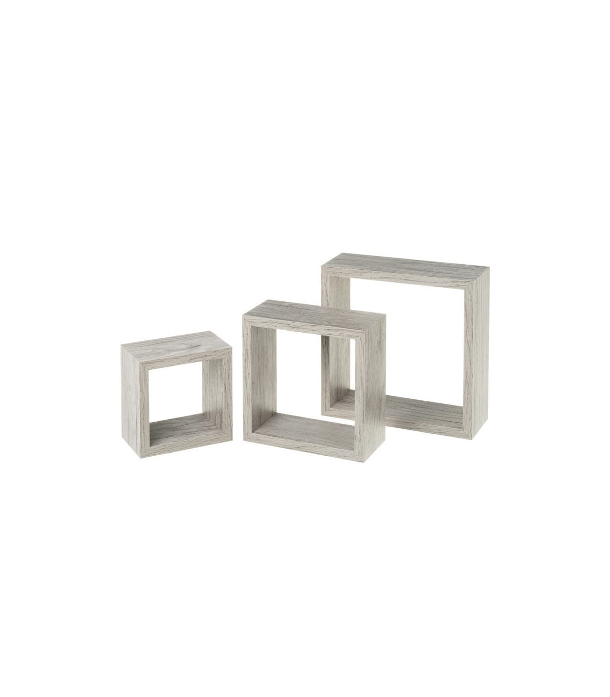 wadiga Set de 3 Étagères Murales Carrées en Bois Gris - 25X25X9cm
