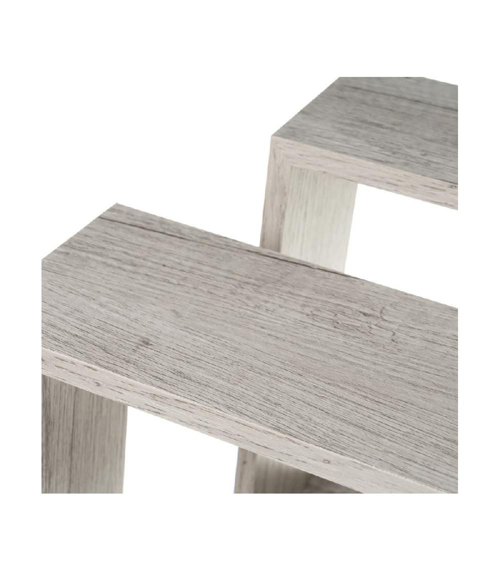 Wadiga Set De 3 Étagères Murales Carrées En Bois Gris - 30x30x11.7cm
