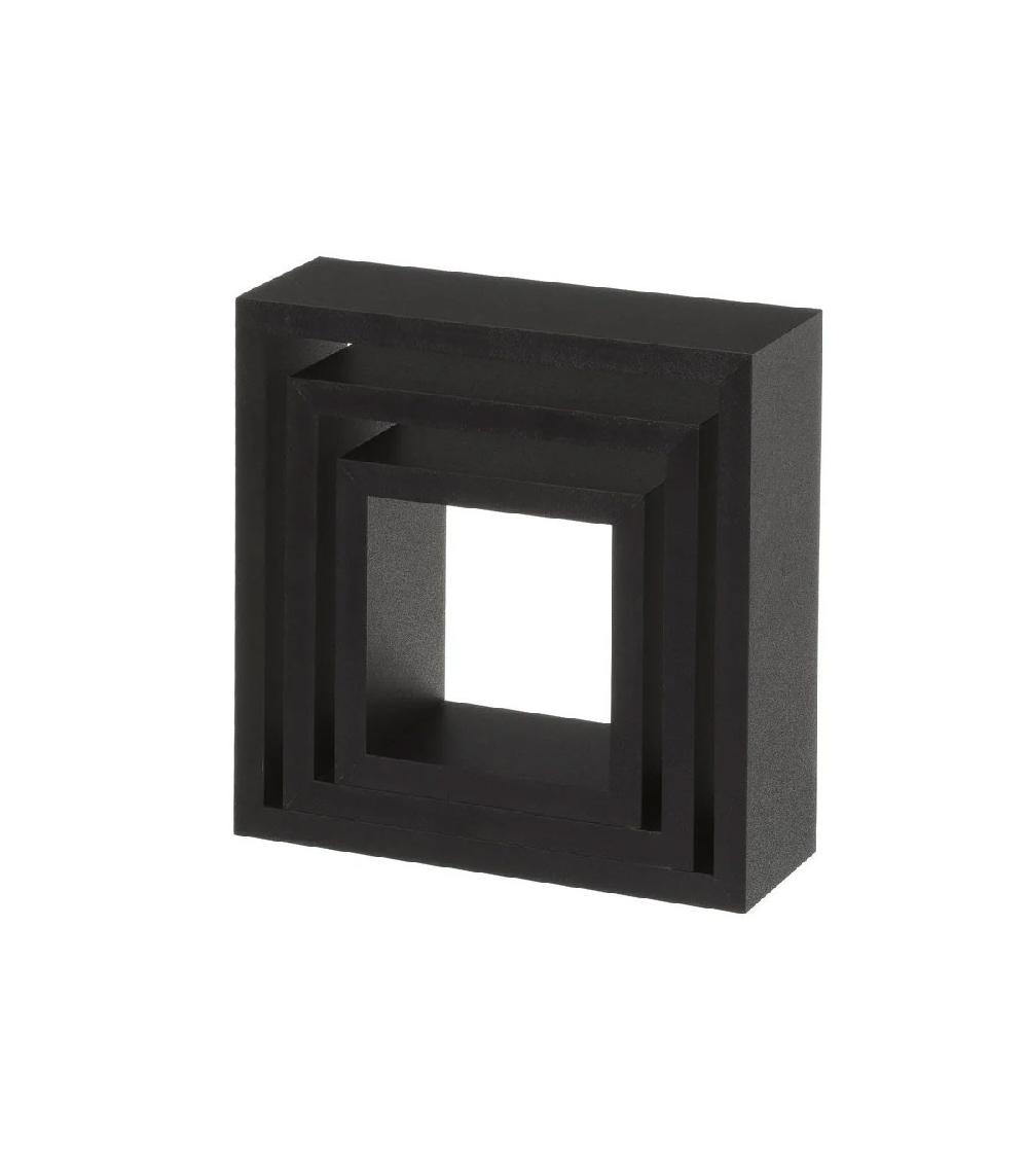 Wadiga Set De 3 Étagères Murales Carrées En Bois Noir - 25x25x9cm