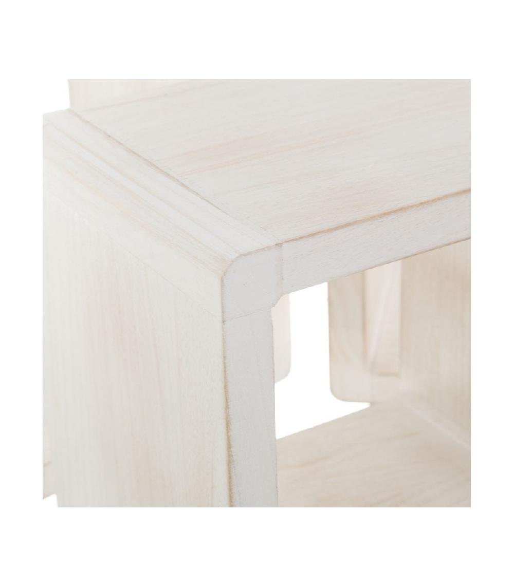 Wadiga Set De 3 Étagères Murales En Bois Blanchi - 38x38x20cm