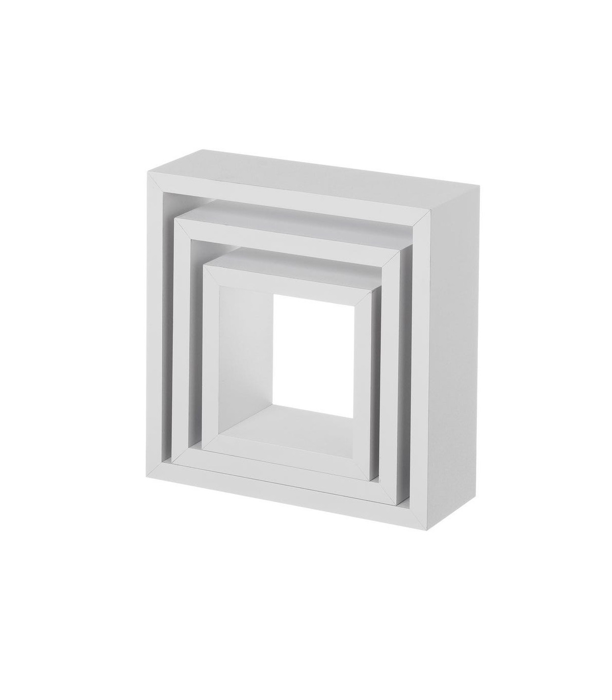 Wadiga Set De 3 Étagères Murales En Bois MDF Blanc - 25x25x9cm