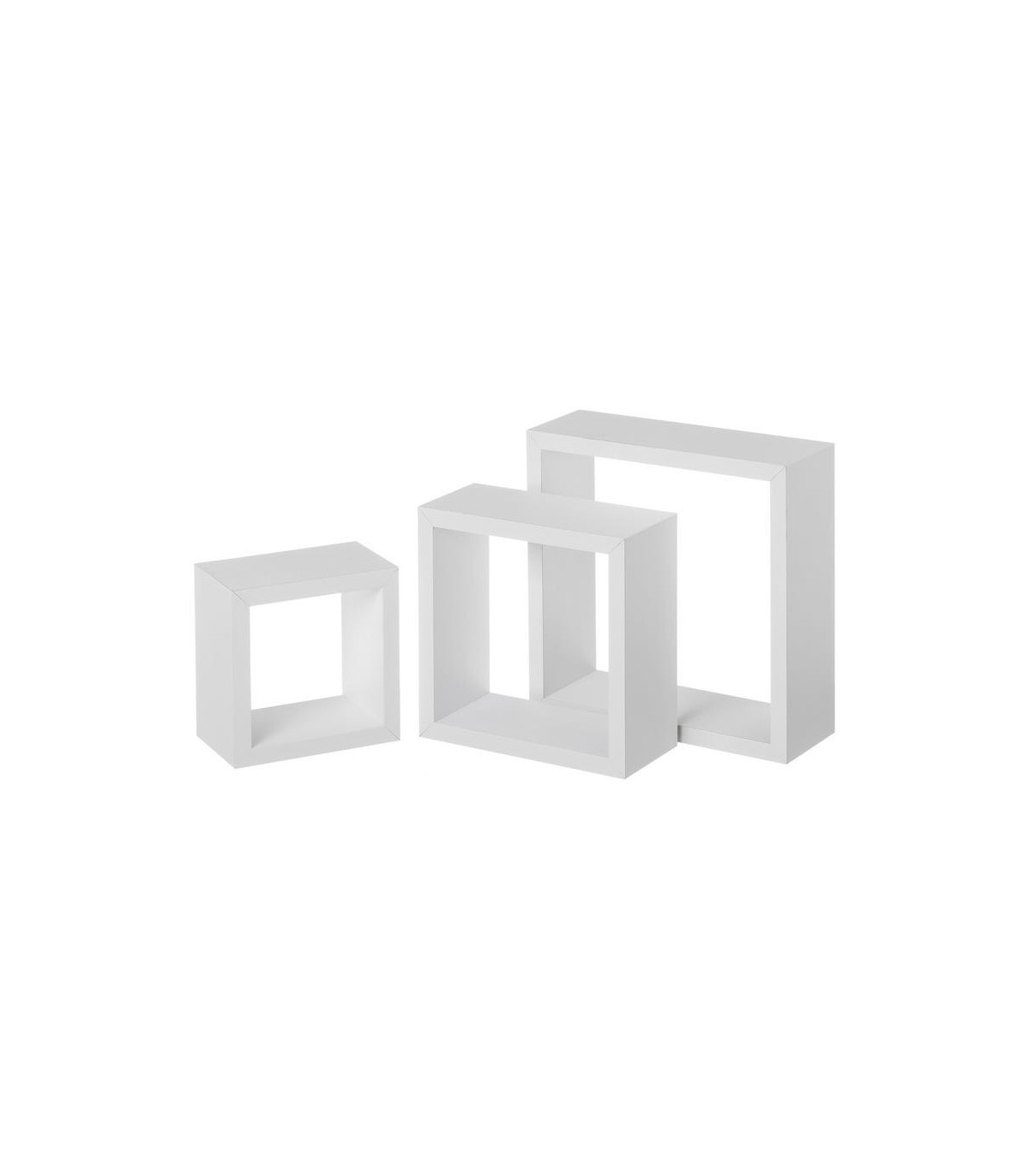 wadiga Set de 3 Étagères Murales en Bois MDF Blanc - 25x25x9cm