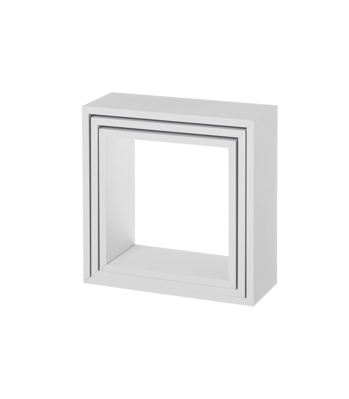 Wadiga Set De 3 Étagères Murales En Bois MDF Blanc - 30x30x12cm