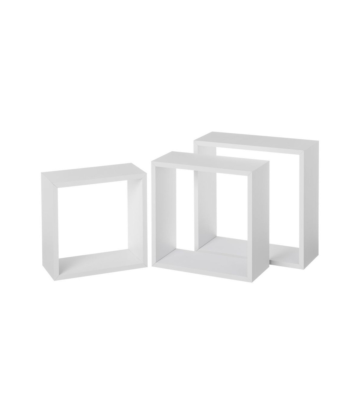 wadiga Set de 3 Étagères Murales en Bois MDF Blanc - 30x30x12cm