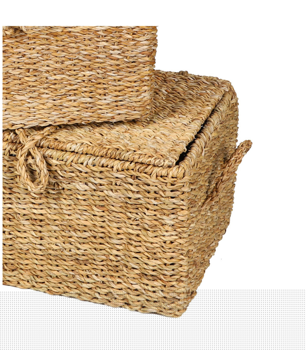 Wadiga Set De 3 Malles En Jacinthe D'eau Tressée - 50x34x25cm