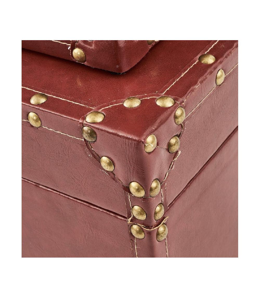 Wadiga Set De 3 Malles En Similicuir Marron - 56x38x35cm