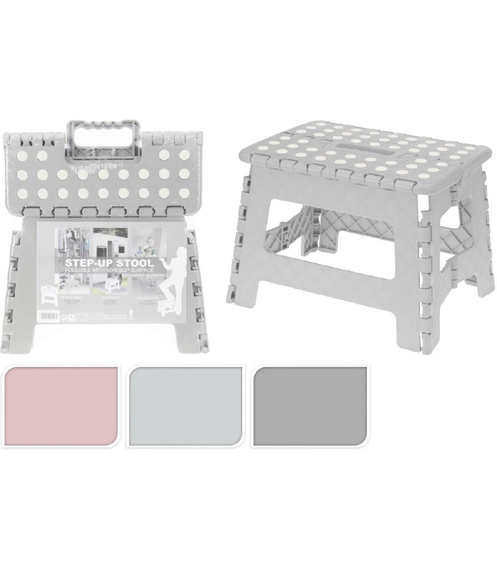 wadiga Set de 3 Marchepieds Pliables Plastique Blanc Gris Rose - H22cm