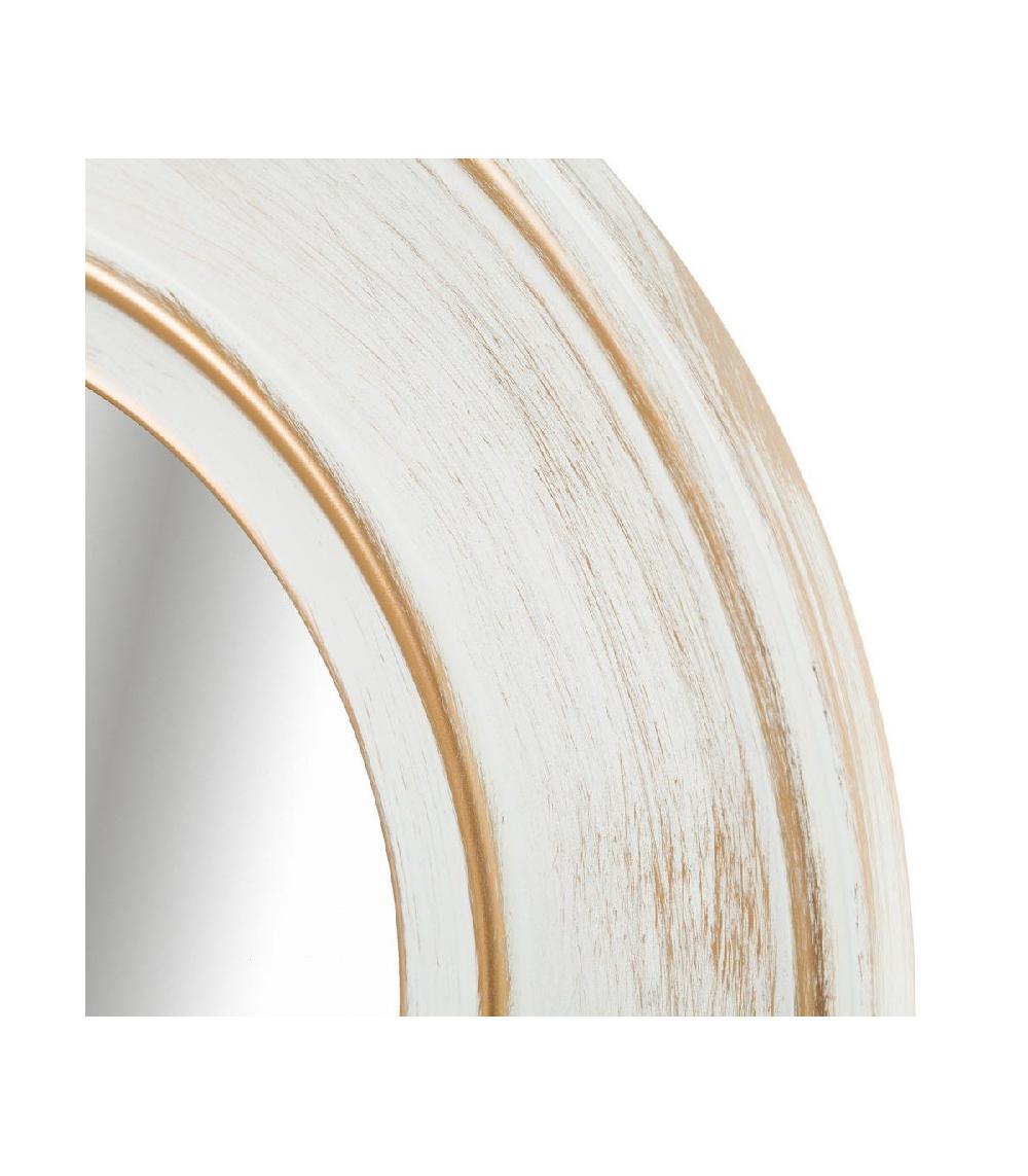 Wadiga Set De 3 Miroirs Ronds Avec Moulures En Polypropylène Blanc Et Doré