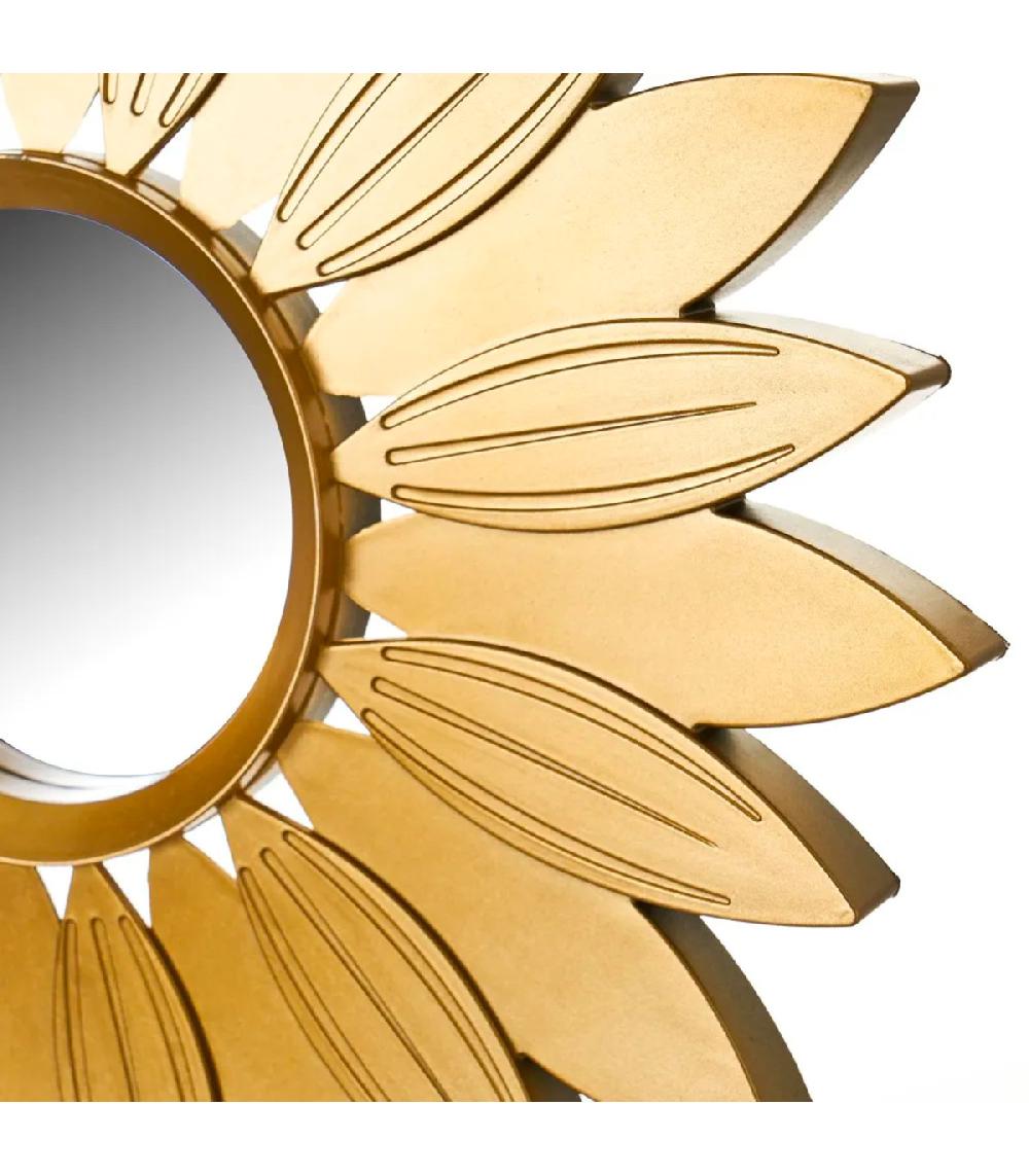 Wadiga Set De 3 Miroirs Ronds Dorés Fleurs 25.5x25.5x1.5cm