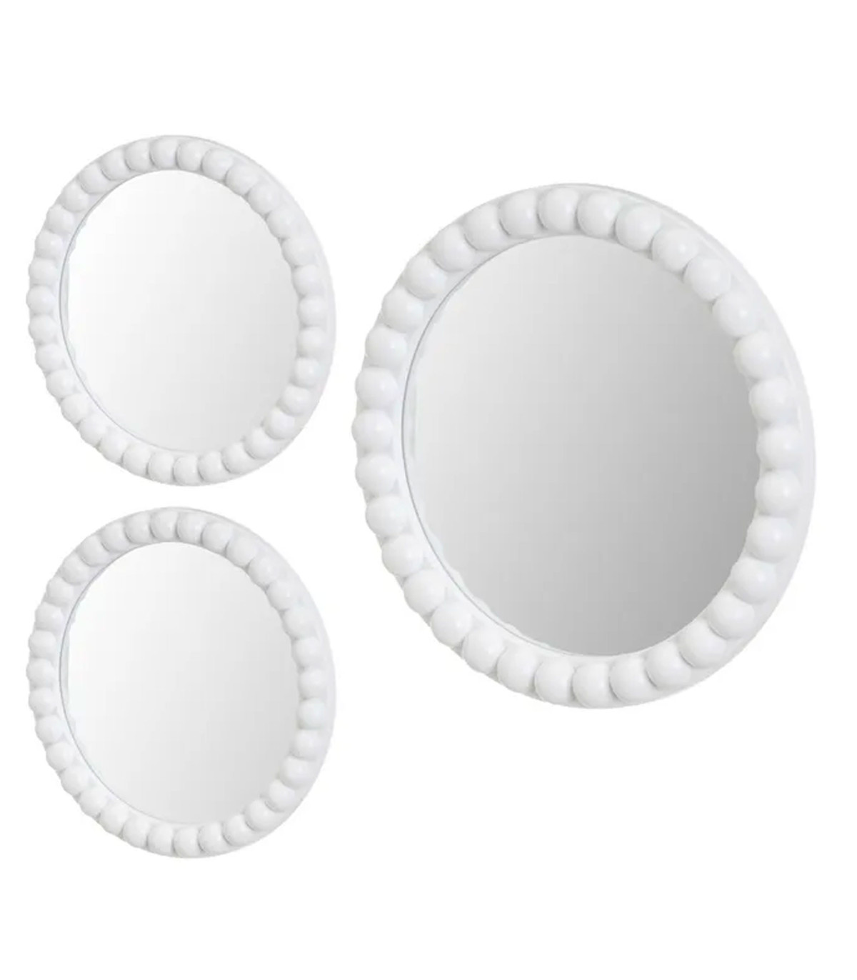 wadiga Set de 3 miroirs ronds en polypropylène blanc 25x25x2cm