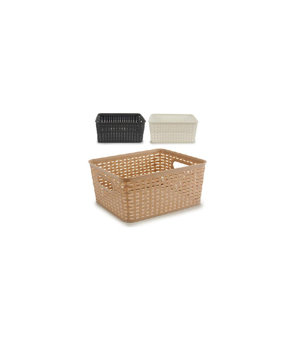 wadiga Set de 3 Paniers à Linge Rectangulaires en Plastique Façon Osier Tressé