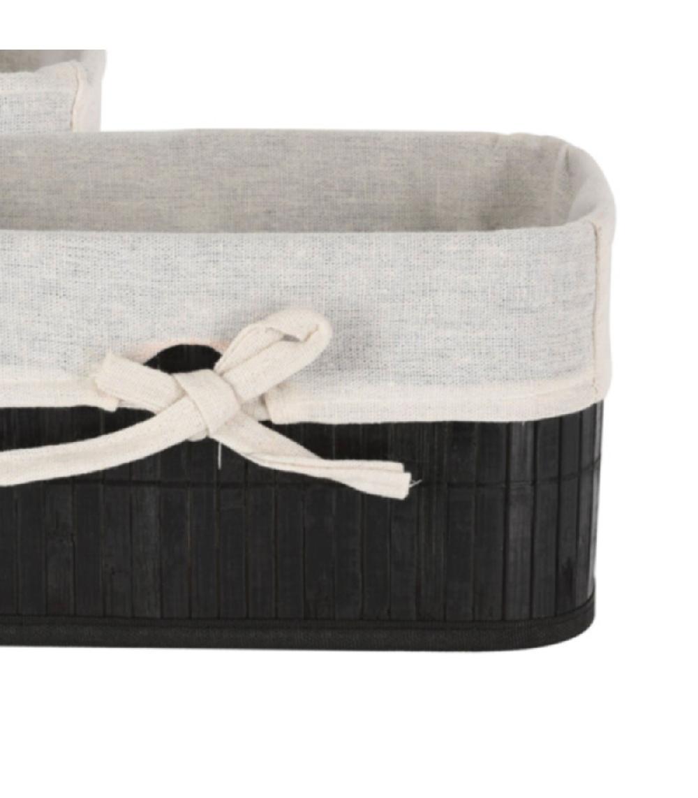 Wadiga Set De 3 Paniers De Rangement En Bambou Noir Pour Salle De Bain