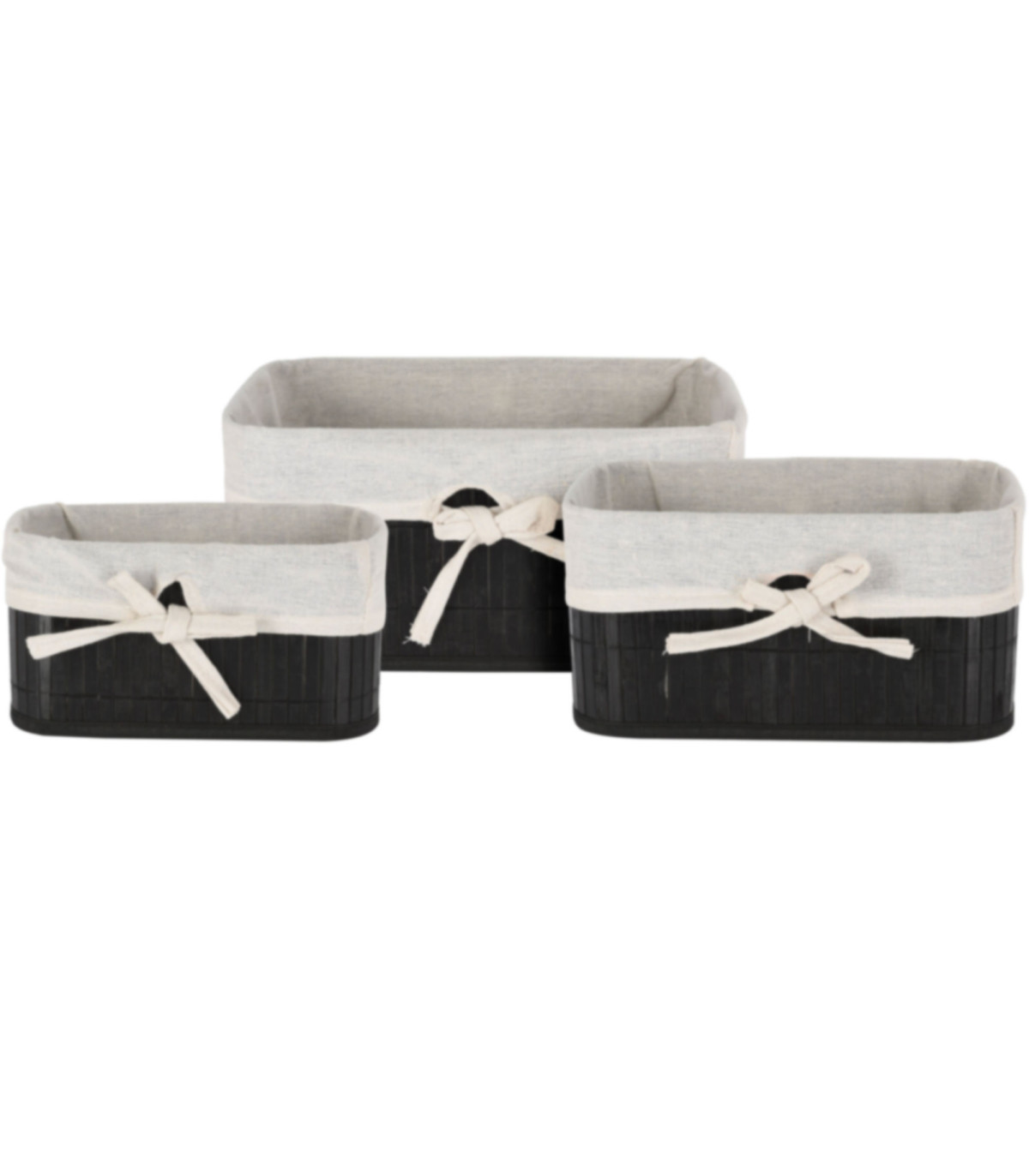 wadiga Set de 3 paniers de rangement en bambou noir pour salle de bain