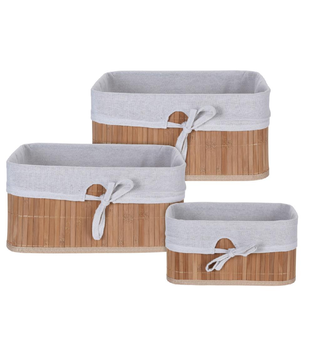 wadiga Set de 3 Paniers de Rangement en Bambou pour Salle de Bain
