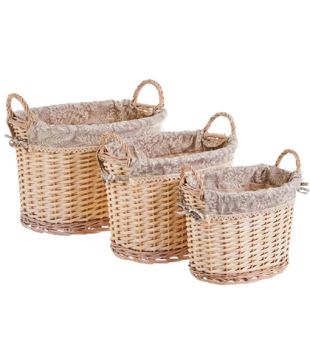 wadiga Set de 3 paniers de rangement en osier 46x33.5x38cm