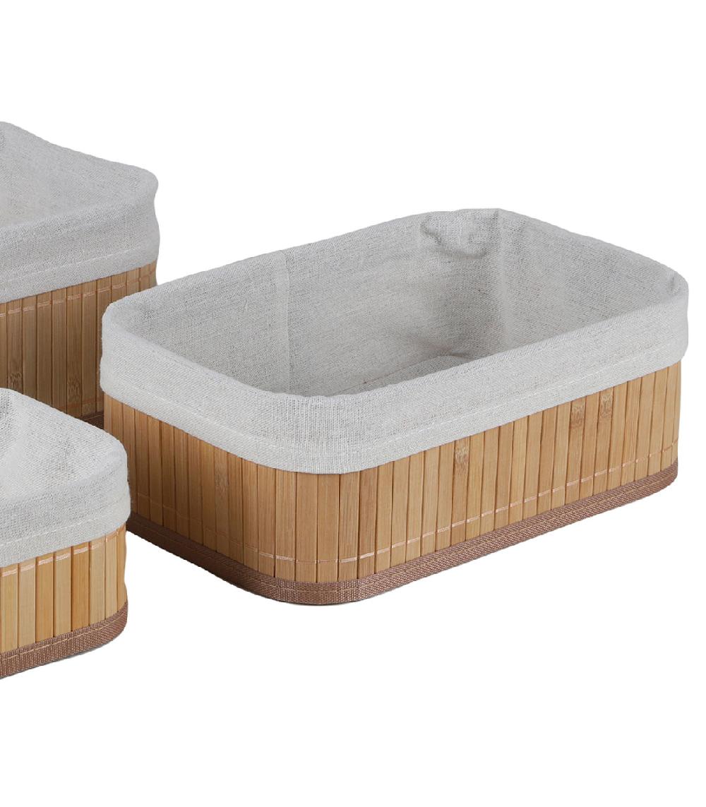Wadiga Set De 3 Paniers De Rangement Pour Salle De Bain Bambou