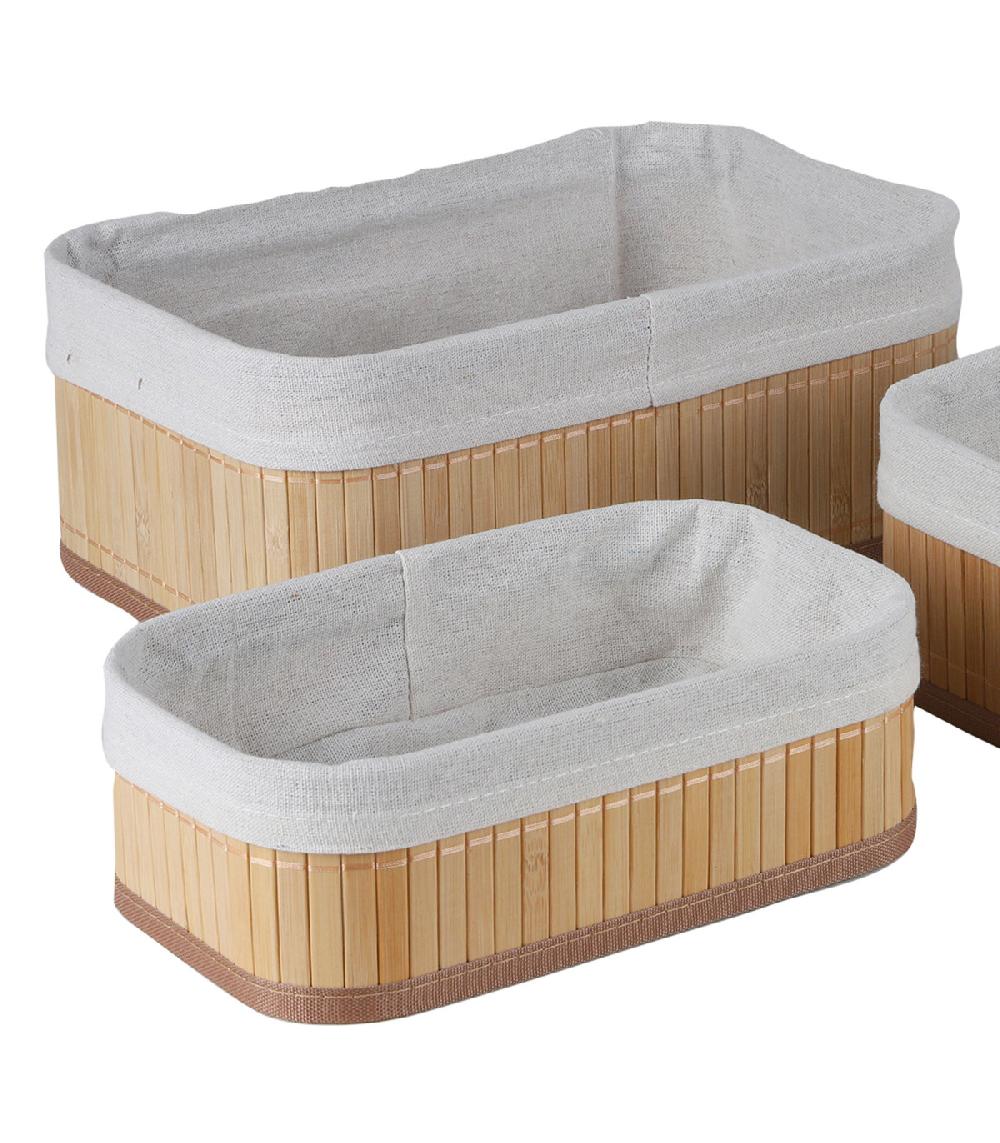 Wadiga Set De 3 Paniers De Rangement Pour Salle De Bain Bambou