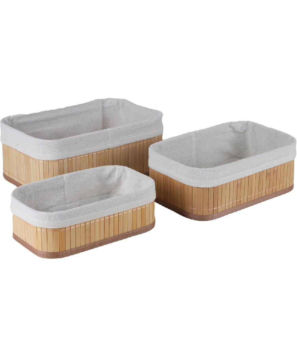 wadiga Set de 3 paniers de rangement pour salle de bain bambou