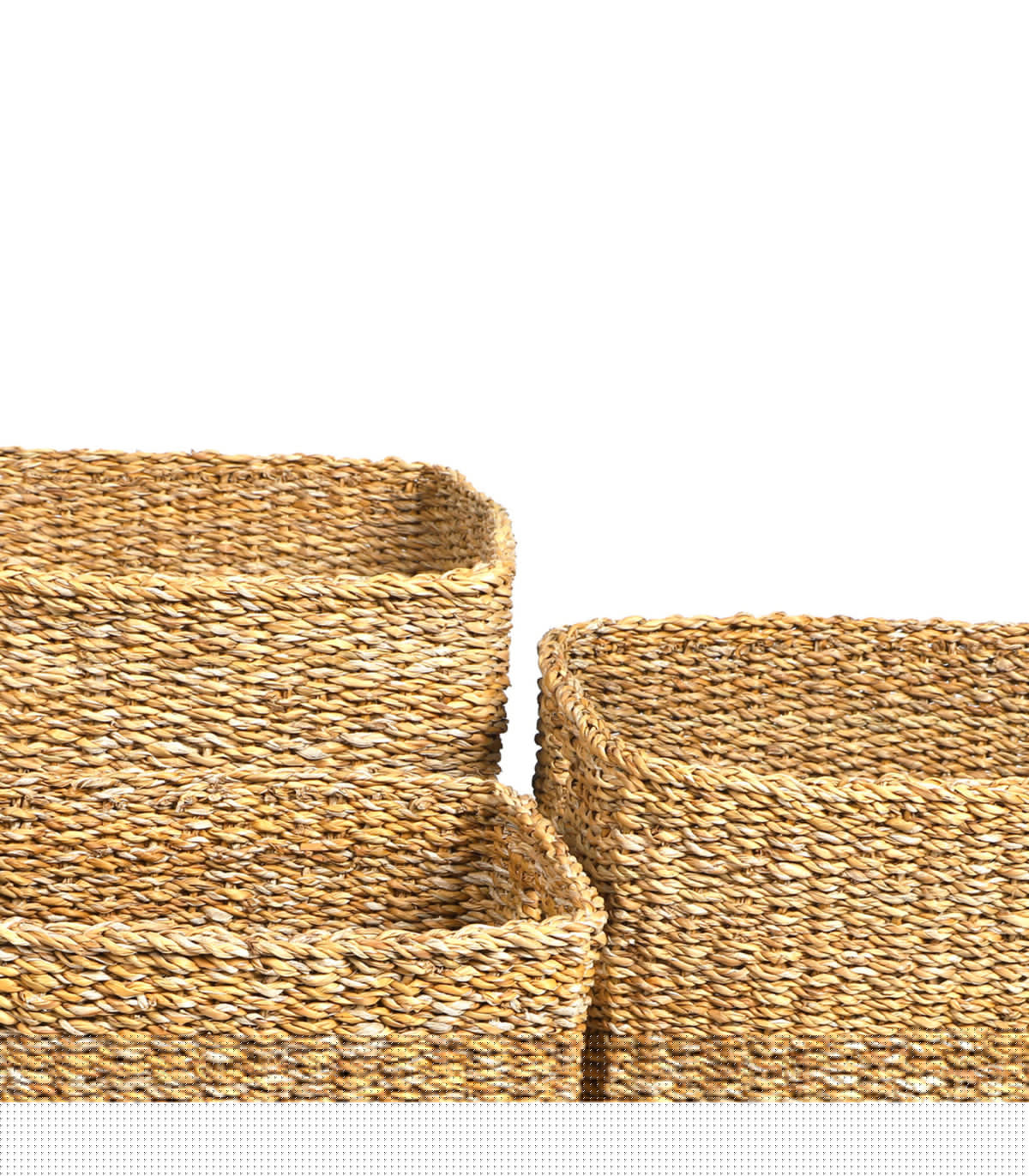 Wadiga Set De 3 Paniers Rectangulaires Tressés En Algue Marine