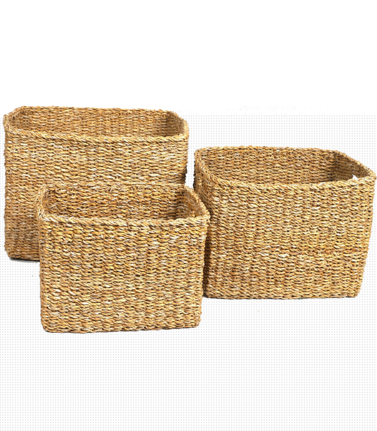 wadiga Set de 3 paniers rectangulaires tressés en algue marine