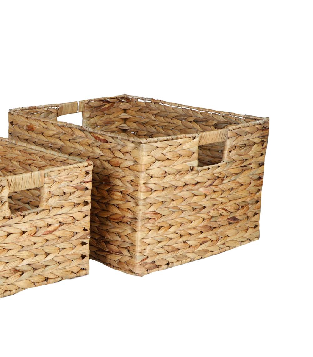 Wadiga Set De 3 Paniers Rectangulaires Tressés En Jacinthe D'eau