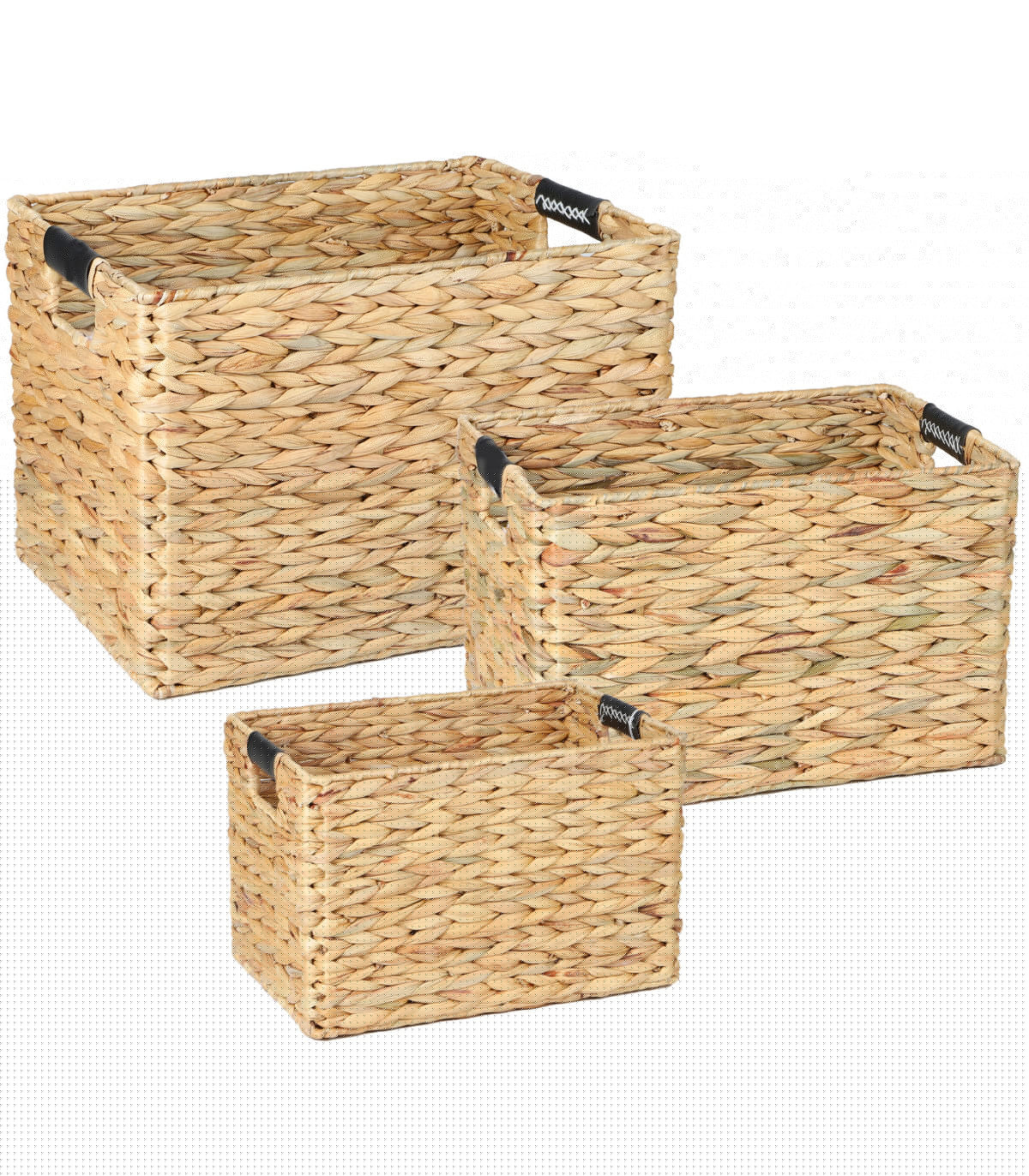 wadiga Set de 3 paniers rectangulaires tressés en jacinthe d'eau