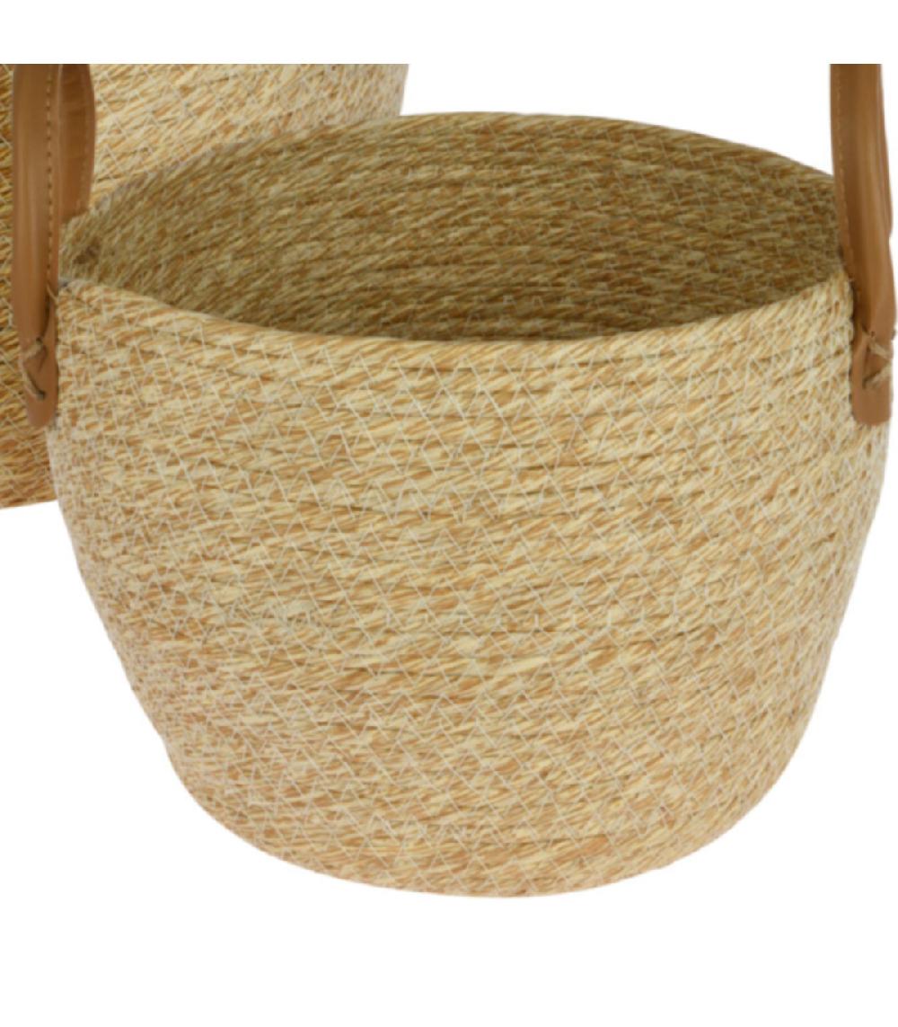 Wadiga Set De 3 Paniers Ronds Tressés En Jacinthe D'eau