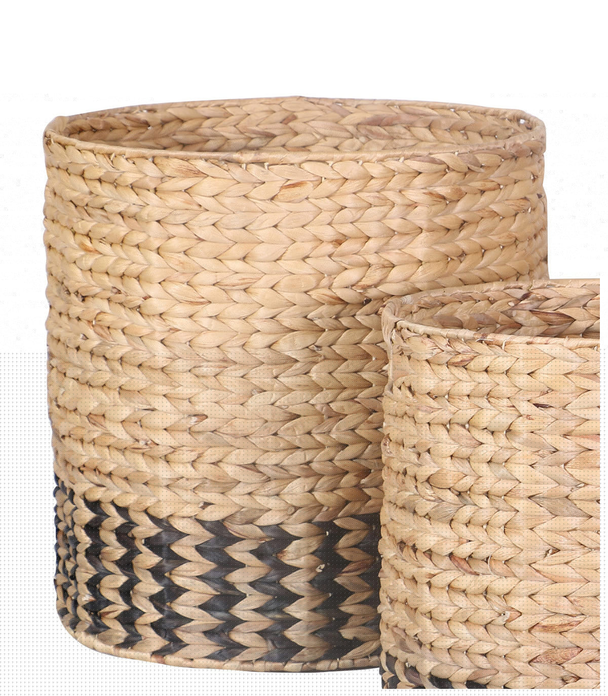 Wadiga Set De 3 Paniers Ronds Tressés En Jacinthe D'eau - H35/40/45cm