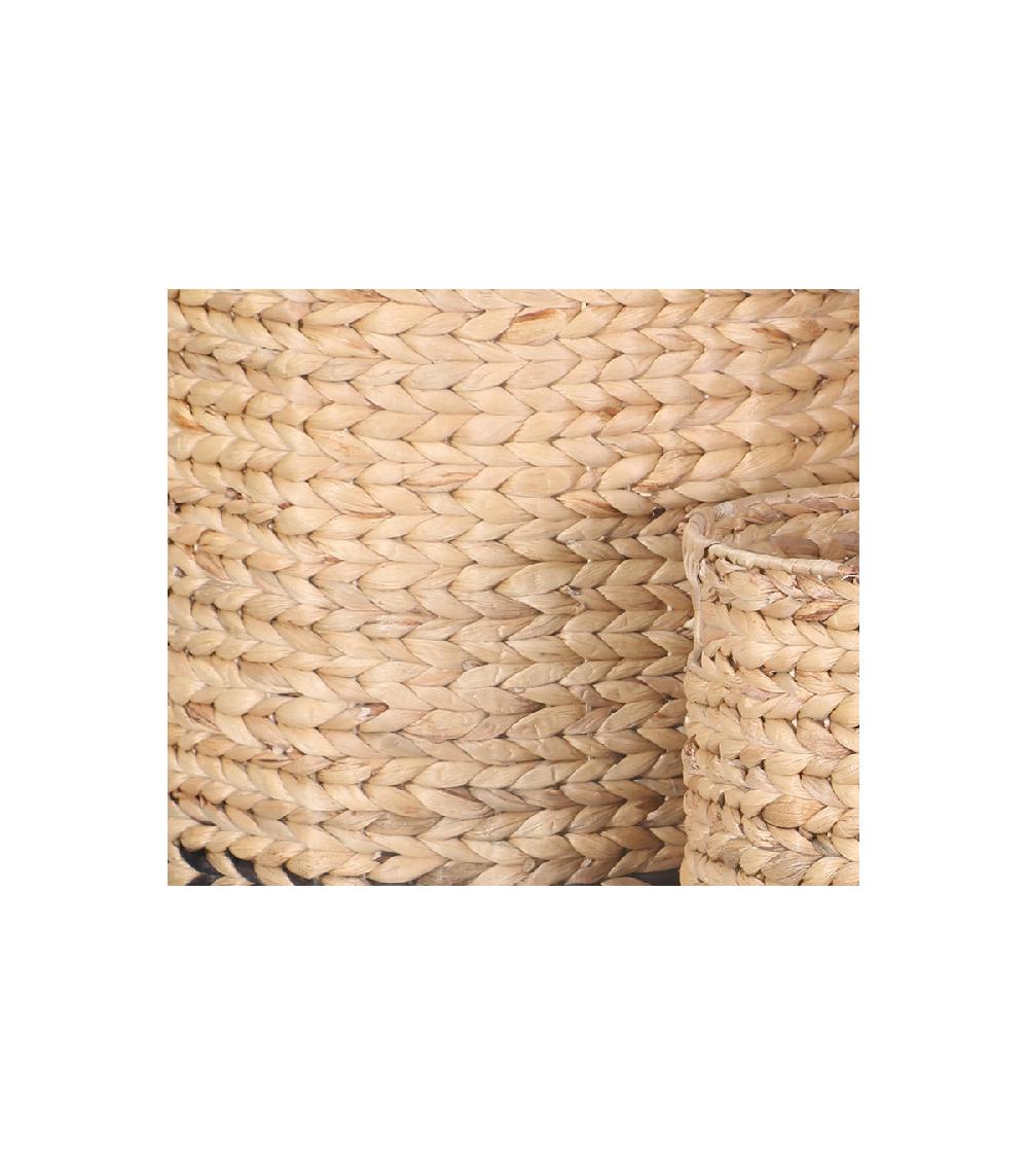Wadiga Set De 3 Paniers Ronds Tressés En Jacinthe D'eau - H35/40/45cm