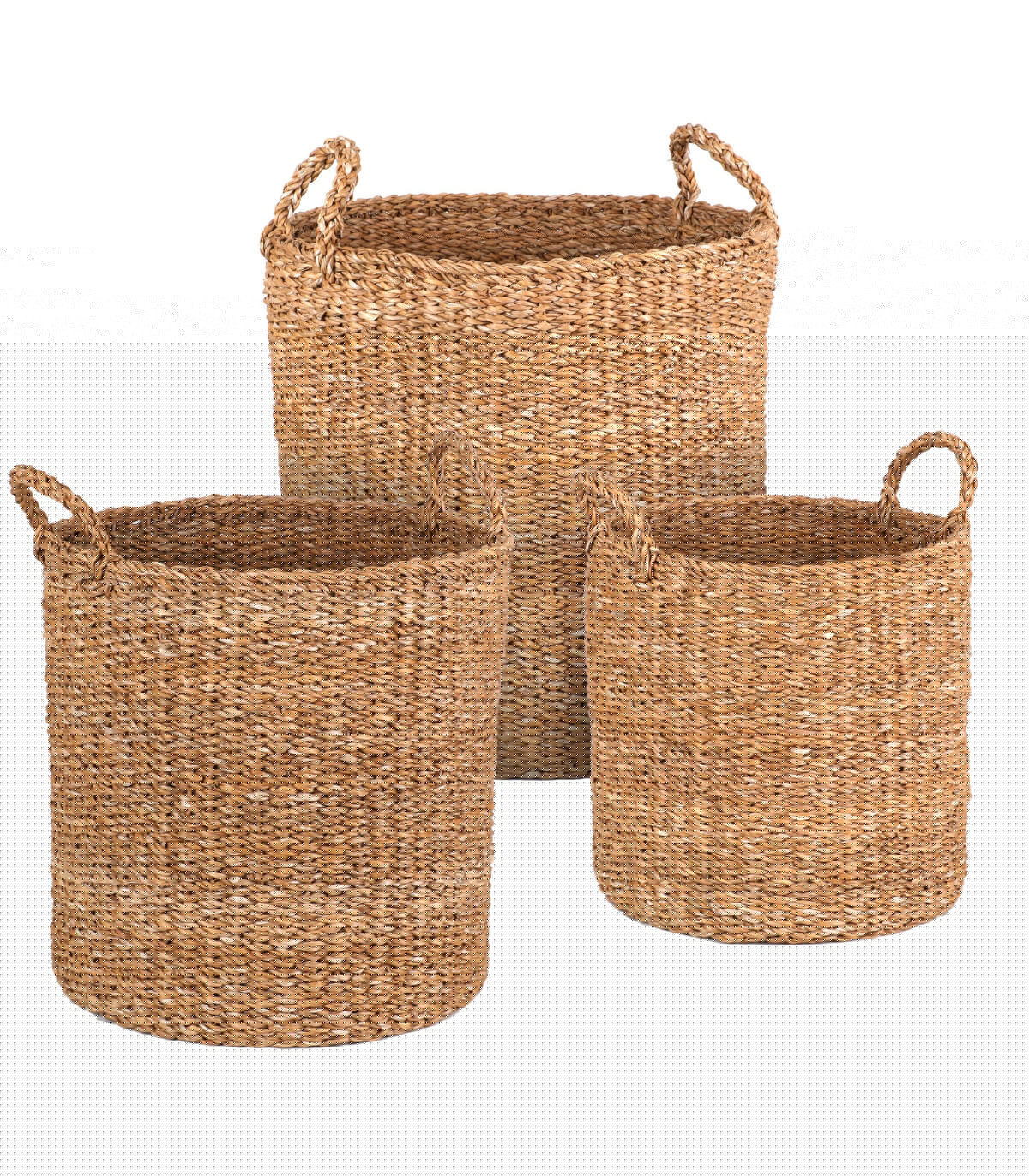 wadiga Set de 3 Paniers Ronds Tressés en Jonc de Mer