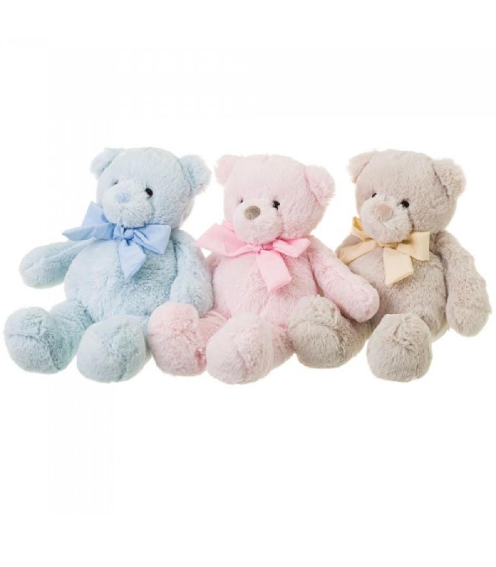 wadiga Set de 3 Peluches Oursons Bleu Rose Beige - Hauteur 33cm