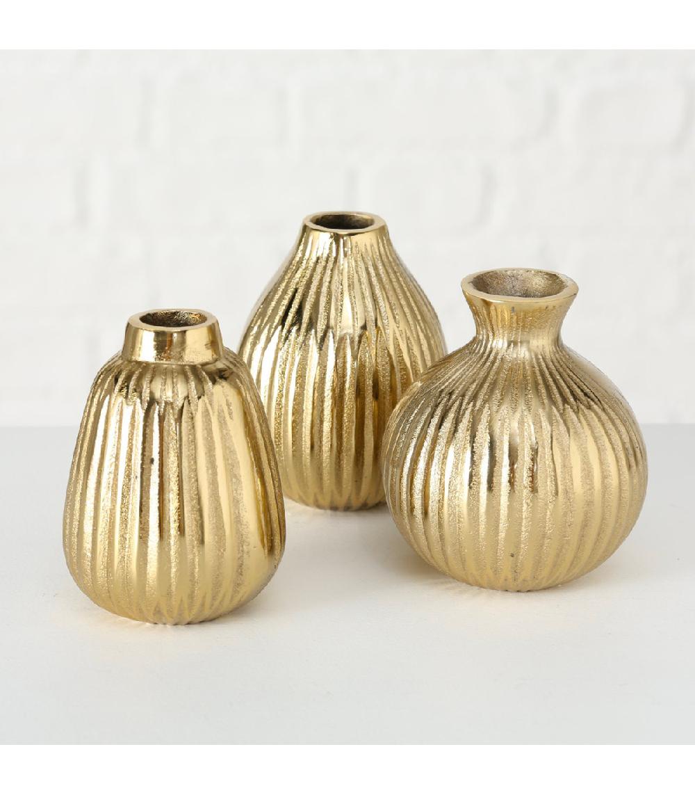 Wadiga Set De 3 Petits Vases Design Dorés En Aluminium