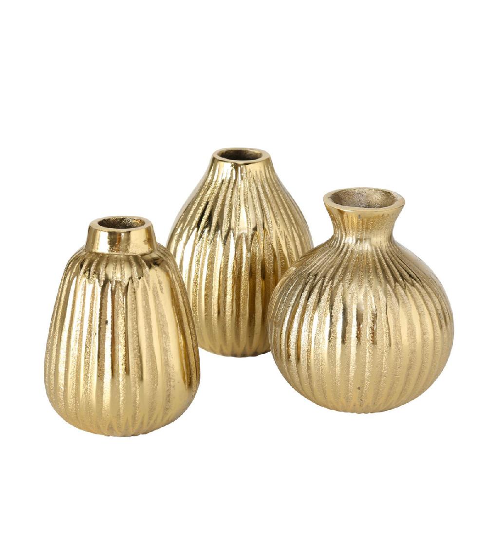 wadiga Set de 3 petits vases design dorés en aluminium