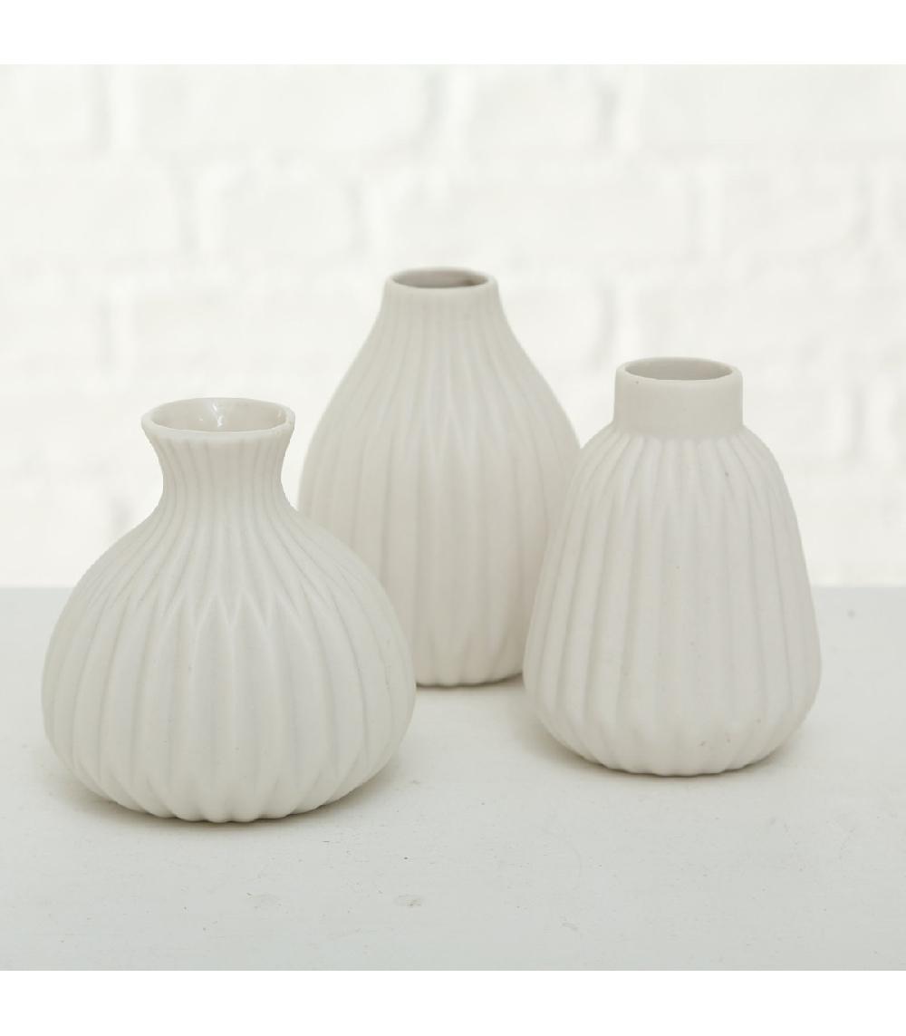 Wadiga Set De 3 Petits Vases Design En Porcelaine Blanche