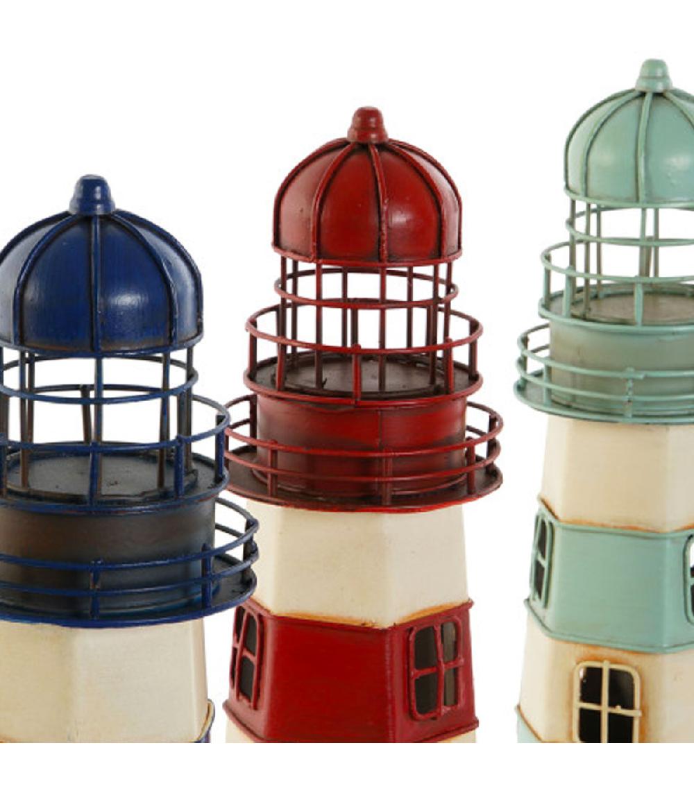 Wadiga Set De 3 Phares Décoratifs En Métal 13x13x32cm