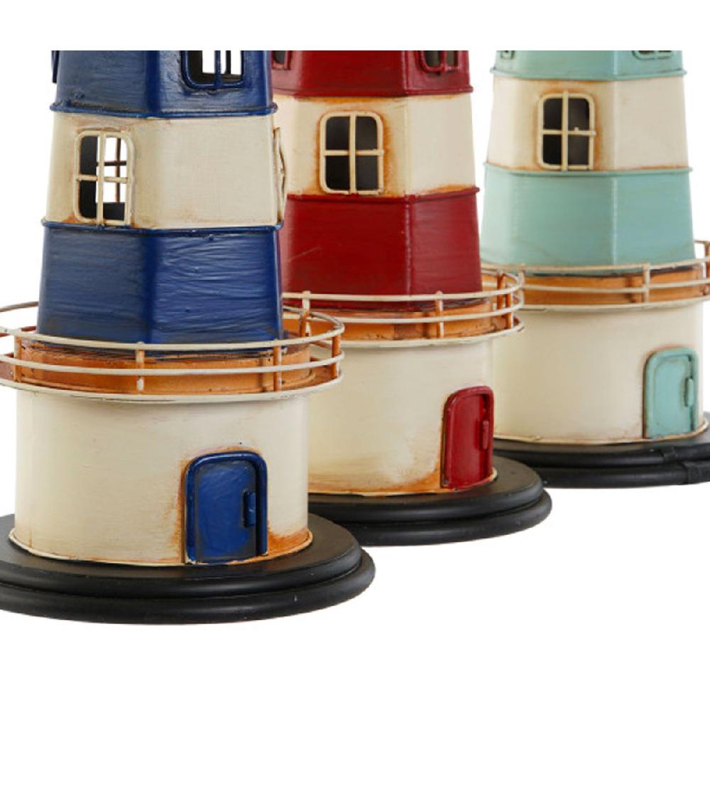 Wadiga Set De 3 Phares Décoratifs En Métal 13x13x32cm