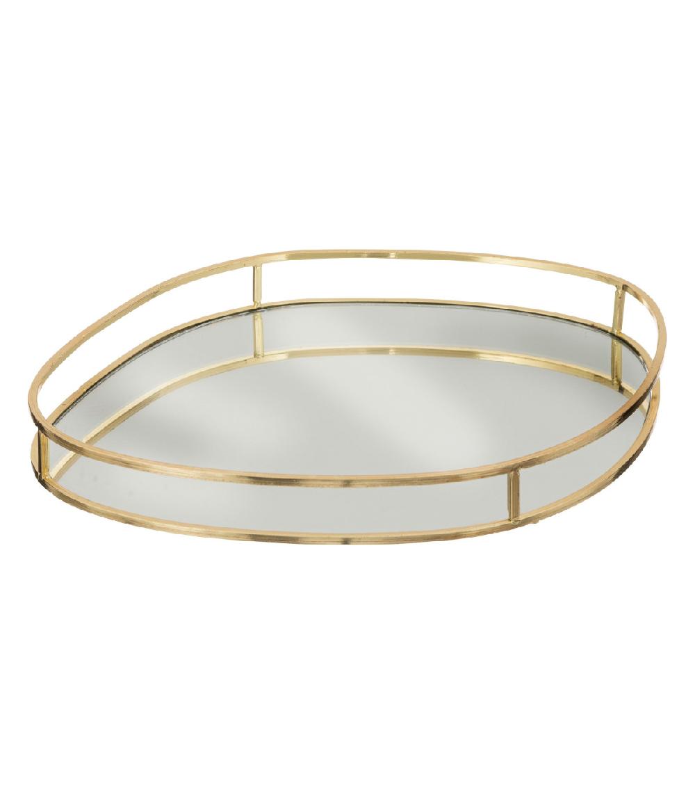 Wadiga Set De 3 Plateaux En Métal Doré Et Miroirs 30cm