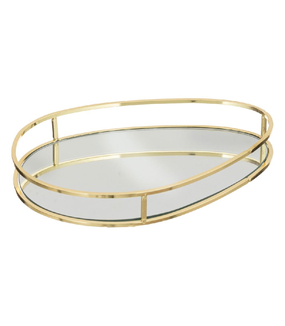 Wadiga Set De 3 Plateaux En Métal Doré Et Miroirs 30cm