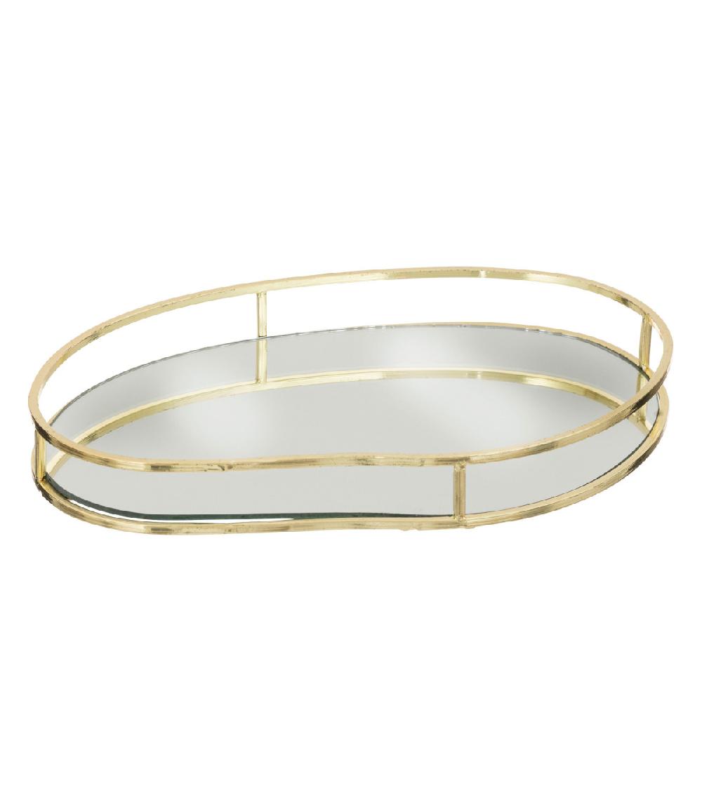 Wadiga Set De 3 Plateaux En Métal Doré Et Miroirs 30cm