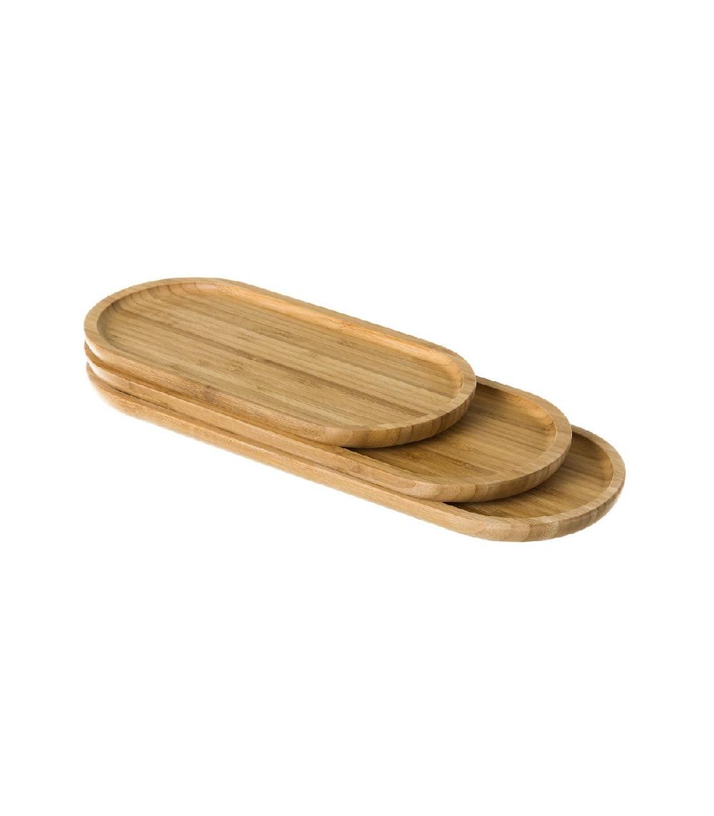 Wadiga Set De 3 Plateaux Ovales En Bambou 44x15x1.7cm